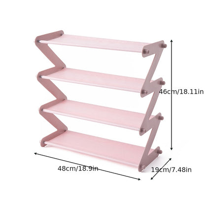 1pc Simple Shoe Rack Assembly Z-Type Household Dormitory China Light Pink