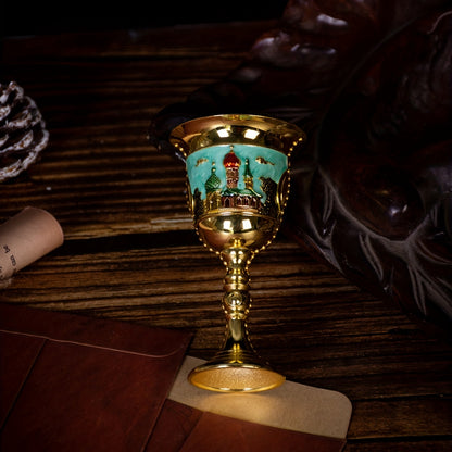 1pc, Chalice Golblet, Vintage Metal Embossed Wine Cup, Summer Winter Drinkware, Home Kitchen Items, Mother's Day Gifts, Father's Day Gifts