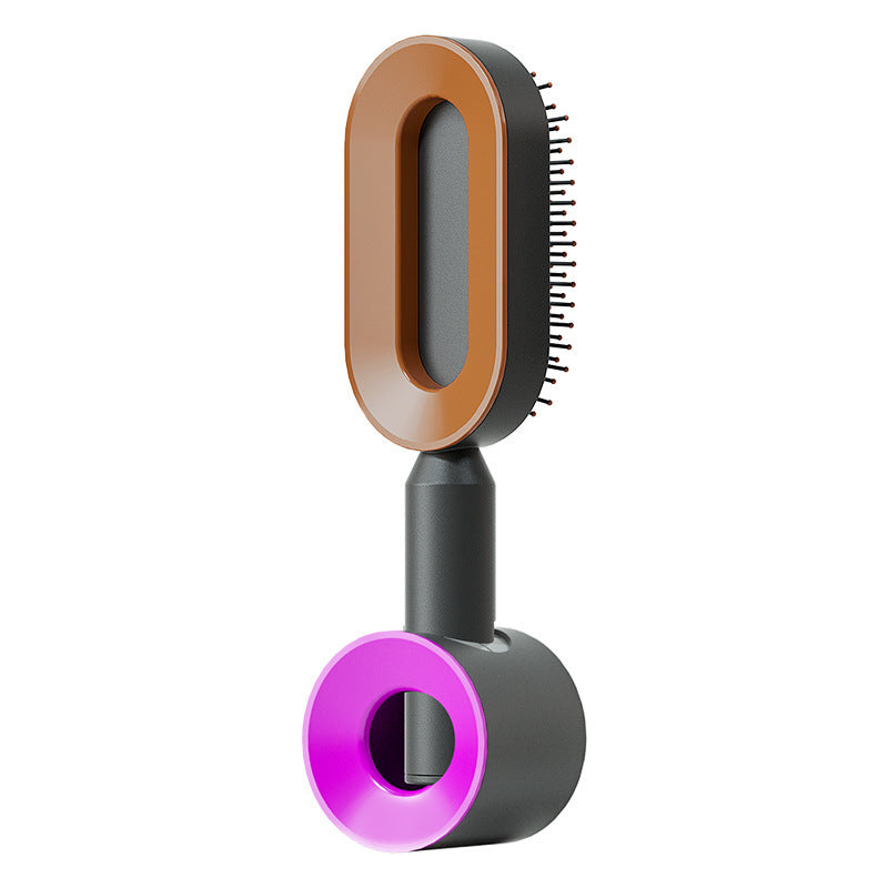 Self Cleaning Hair Brush For Women One-key Cleaning Hair Loss Airbag Massage Scalp Comb Anti-Static Hairbrush Black gold Set