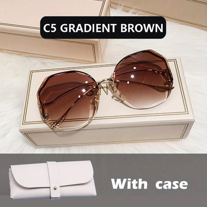 Elevate Your Look with Stylish, Oversized Square Sunglasses for Women! GRANIENT BROWN With Case