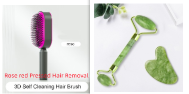 Self Cleaning Hair Brush For Women One-key Cleaning Hair Loss Airbag Massage Scalp Comb Anti-Static Hairbrush Rose red Pressed Hair set