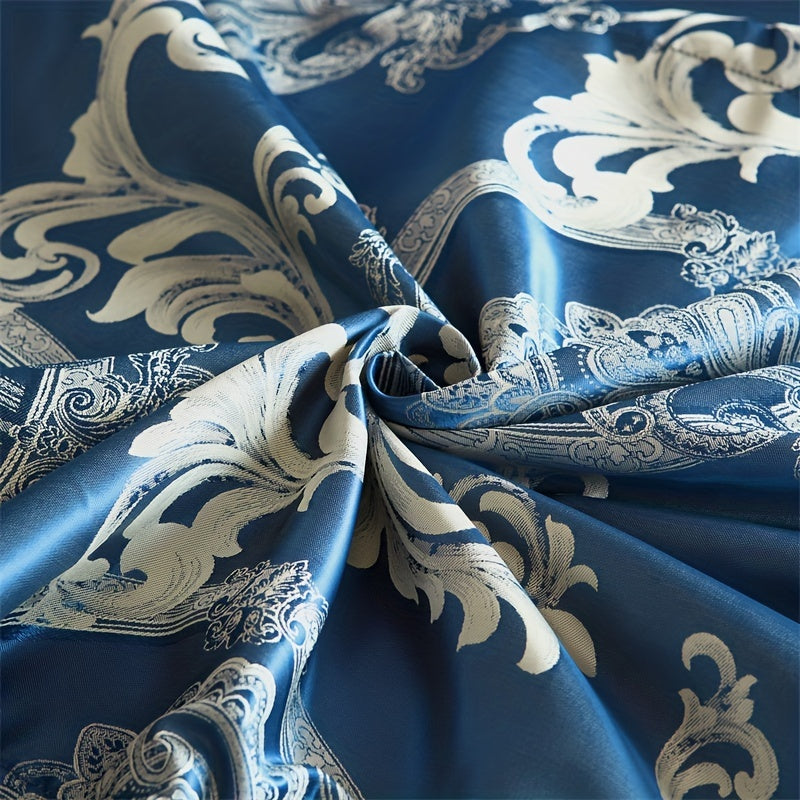 3pcs European Satin Jacquard Duvet Cover Set, Bedding Set For Bedroom, Guest Room (1*Duvet Cover + 2*Pillowcase, Without Core)