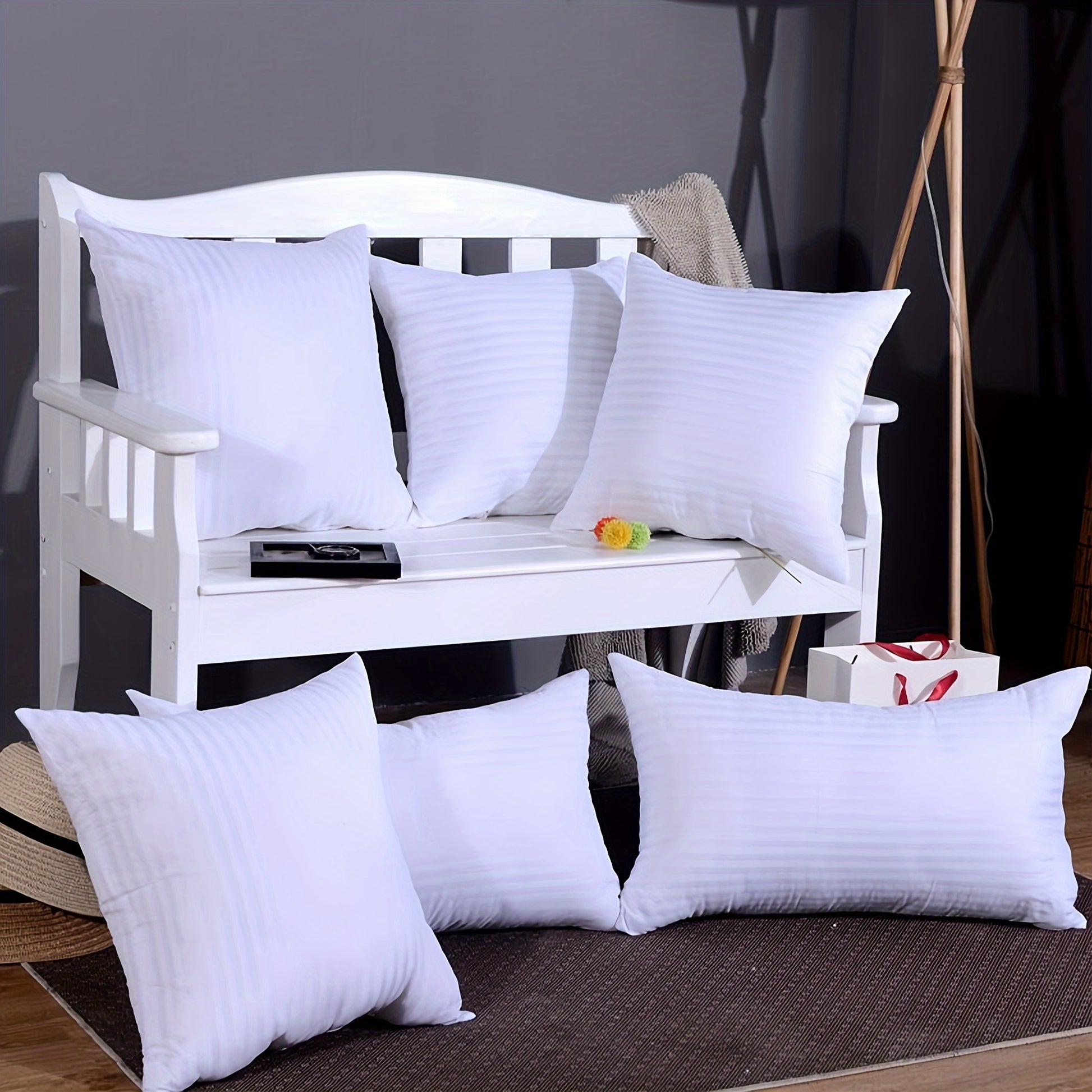 Plush 2-Pack Throw Pillow Inserts - Classic Striped, 100% Polyester, Machine Washable, All-Season Square Cushions for Back Sleepers dealsjust