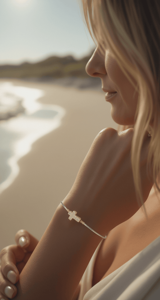 Micro Cross Pave Bracelet
