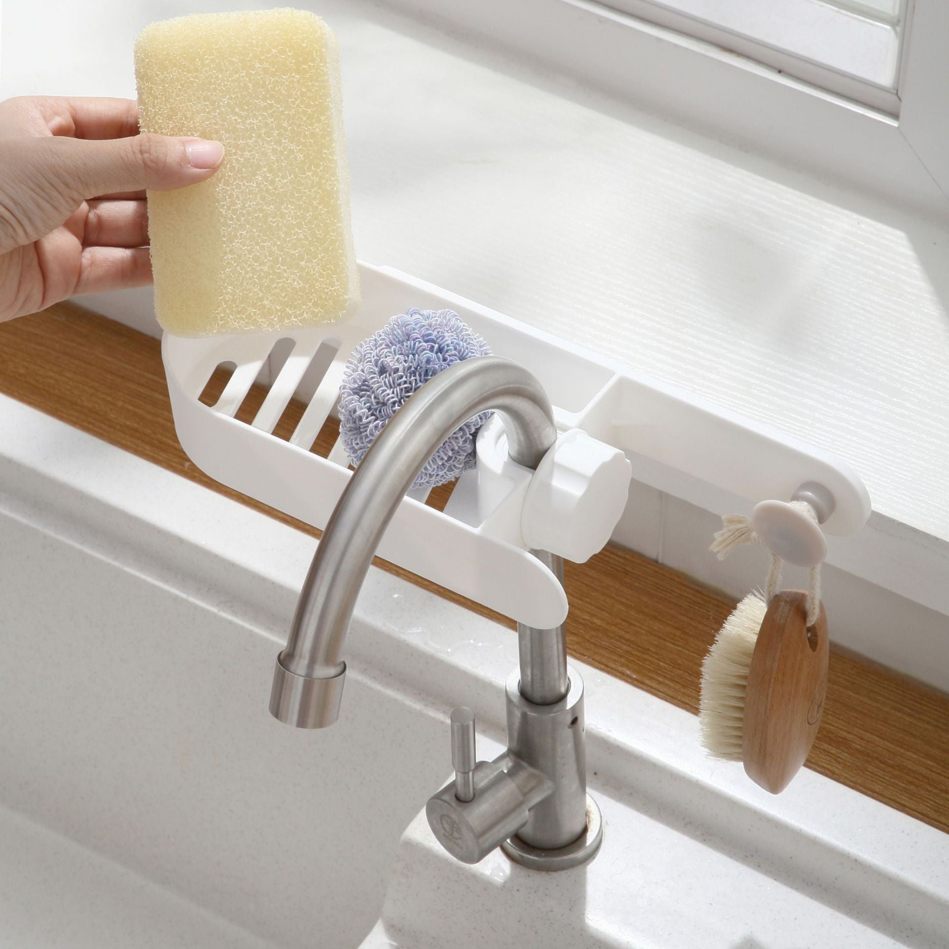 Dot Faucet Rack Household Kitchen Punch-Free Rag Sponge Brush Drain Rack Sink Storage Rack