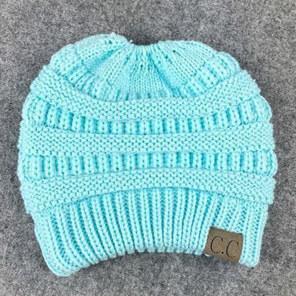 Vertical Knit Ski Cap Baby Blue