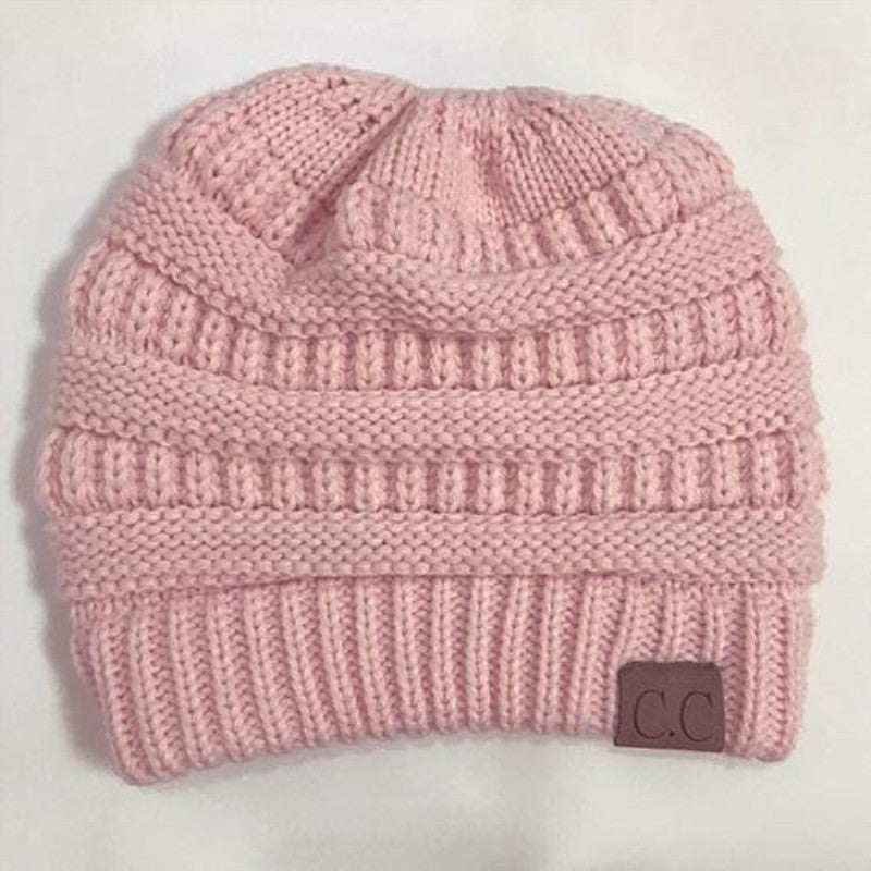 Vertical Knit Ski Cap Pink
