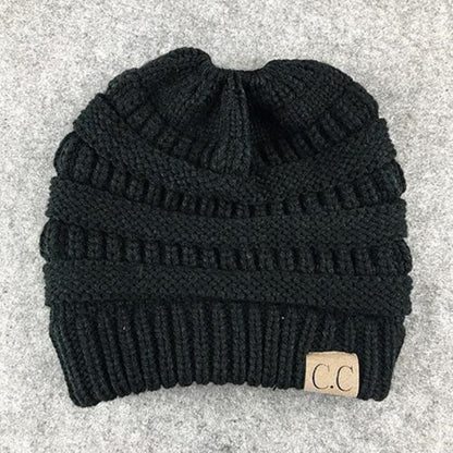 Vertical Knit Ski Cap Black