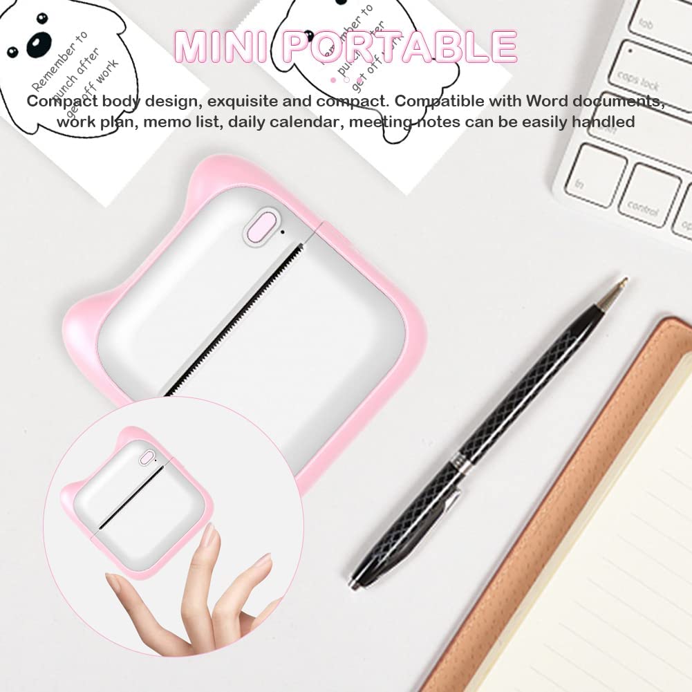 Mini Photo Printer For IPhone/Android,1000mAh Portable Thermal Photo Printer For Gift Study Notes Work Children Photo Picture Memo