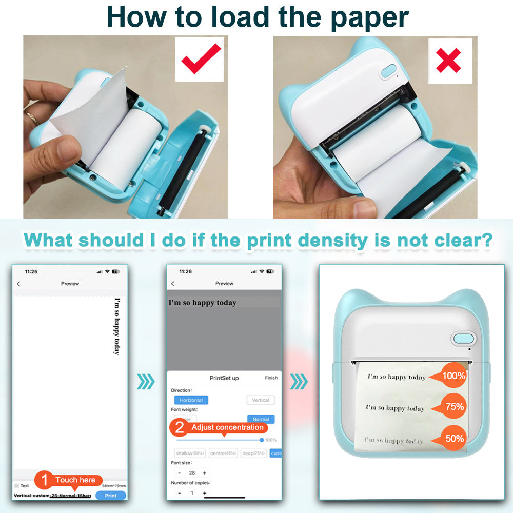 Mini Photo Printer For IPhone/Android,1000mAh Portable Thermal Photo Printer For Gift Study Notes Work Children Photo Picture Memo