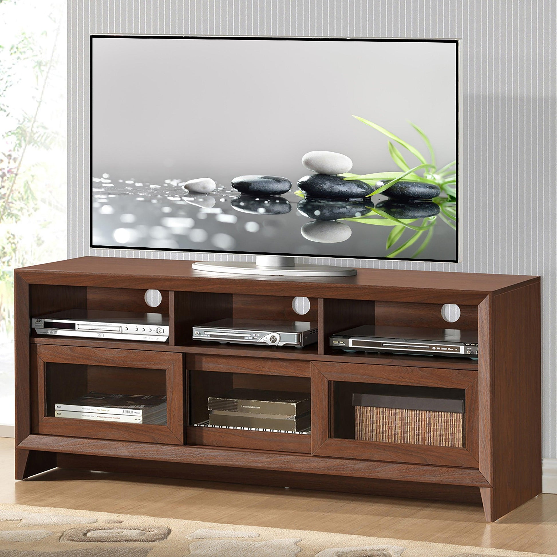 Techni Mobili Modern TV Stand with Storage for TVs Up To , Hickory