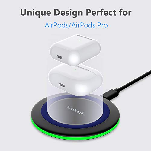 Yootech Wireless Charger, Qi-Certified 10W Max Fast Wireless Charging Pad Compatible with iPhone 12/12 Mini/12 Pro Max/SE 2020/11 Pro Max,Samsung Galaxy S21/S20/Note 10/S10,AirPods Pro(No AC Adapter)