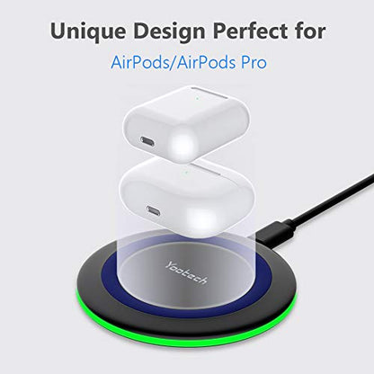 Yootech Wireless Charger, Qi-Certified 10W Max Fast Wireless Charging Pad Compatible with iPhone 12/12 Mini/12 Pro Max/SE 2020/11 Pro Max,Samsung Galaxy S21/S20/Note 10/S10,AirPods Pro(No AC Adapter)