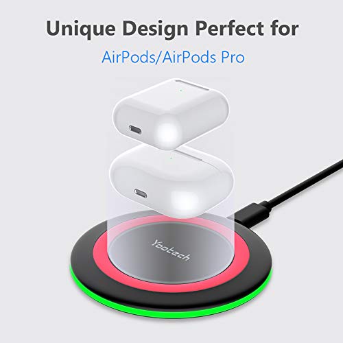 Yootech Wireless Charger, Qi-Certified 10W Max Fast Wireless Charging Pad Compatible with iPhone 12/12 Mini/12 Pro Max/SE 2020/11 Pro Max,Samsung Galaxy S21/S20/Note 10/S10,AirPods Pro(No AC Adapter)