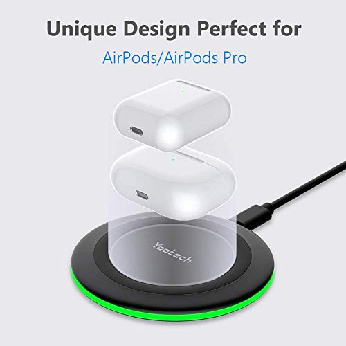 Yootech Wireless Charger, Qi-Certified 10W Max Fast Wireless Charging Pad Compatible with iPhone 12/12 Mini/12 Pro Max/SE 2020/11 Pro Max,Samsung Galaxy S21/S20/Note 10/S10,AirPods Pro(No AC Adapter)