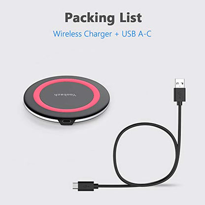 Yootech Wireless Charger, Qi-Certified 10W Max Fast Wireless Charging Pad Compatible with iPhone 12/12 Mini/12 Pro Max/SE 2020/11 Pro Max,Samsung Galaxy S21/S20/Note 10/S10,AirPods Pro(No AC Adapter)