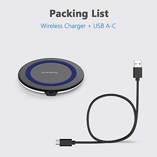 Yootech Wireless Charger, Qi-Certified 10W Max Fast Wireless Charging Pad Compatible with iPhone 12/12 Mini/12 Pro Max/SE 2020/11 Pro Max,Samsung Galaxy S21/S20/Note 10/S10,AirPods Pro(No AC Adapter)