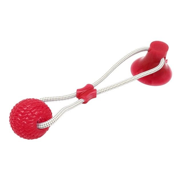 Pet toy with suction cup Red