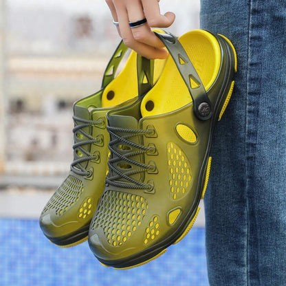 Summer Shoes Jelly Shoes Beach Men Sandals Hollow Slippers Breathable Men Flip Flops Outdoor Shoes green