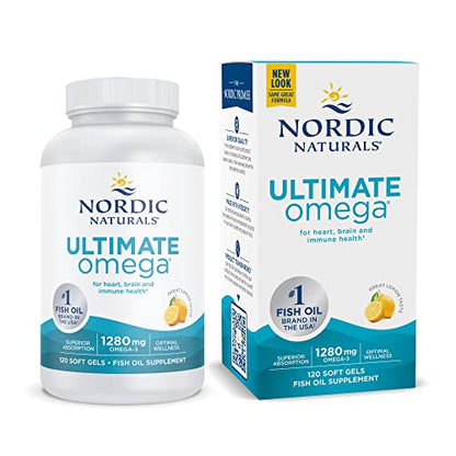 Nordic Naturals Ultimate Omega, Lemon Flavor - 210 Soft Gels - 1280 mg Omega-3 - High-Potency Omega-3 Fish Oil with EPA & DHA - Promotes Brain & Heart Health - Non-GMO - 105 Servings
