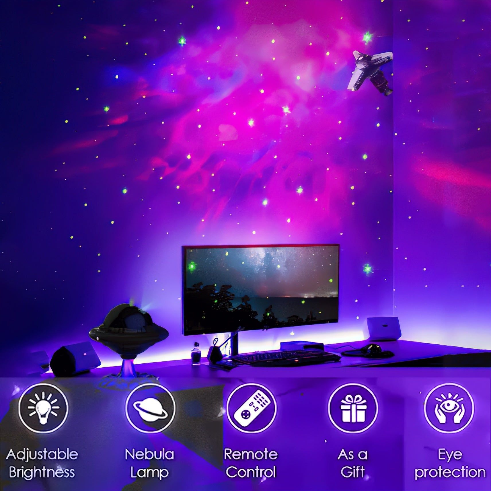 Light Up the Night Sky with this Magical Star Projector LED Lamp - Perfect for Kids Room Decor, Christmas, Birthdays & Valentine's Day!