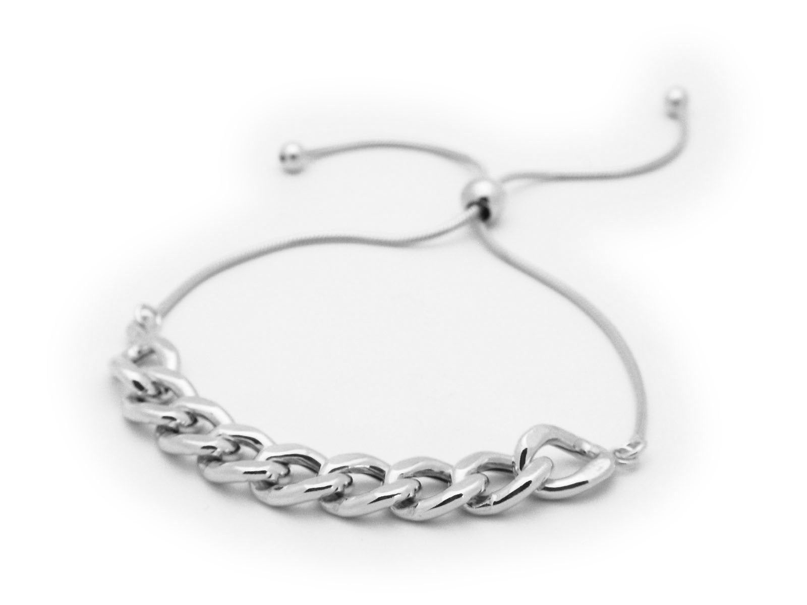 Sterling Silver Rounded Cuban Link Chain Bracelet,