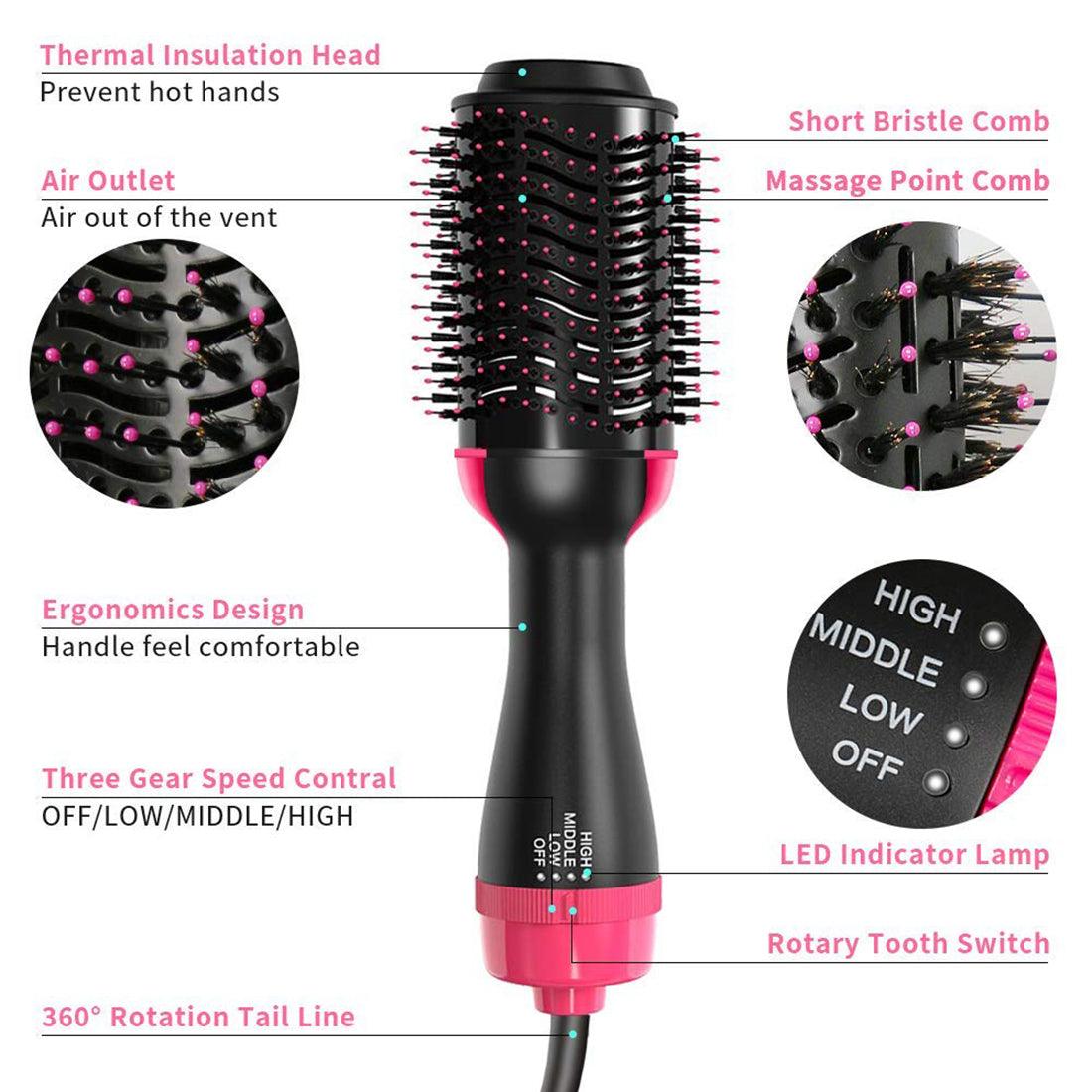 2 in 1 Multifunctional Hair Dryer & Volumizer Hair Brush Roller Rotate Comb Styling Straightening Curling Iron