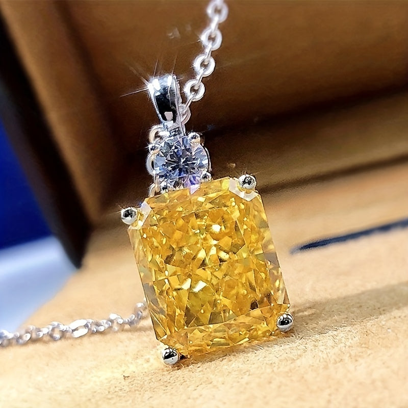 Citrine Gemstone Pendant Necklace Silver Plated Birthstone Delicate Jewelry Engagement Wedding Party Gift For Women Girls