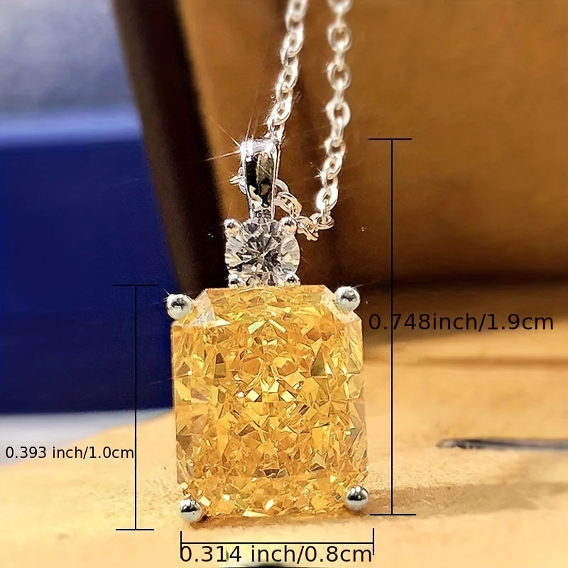 Citrine Gemstone Pendant Necklace Silver Plated Birthstone Delicate Jewelry Engagement Wedding Party Gift For Women Girls