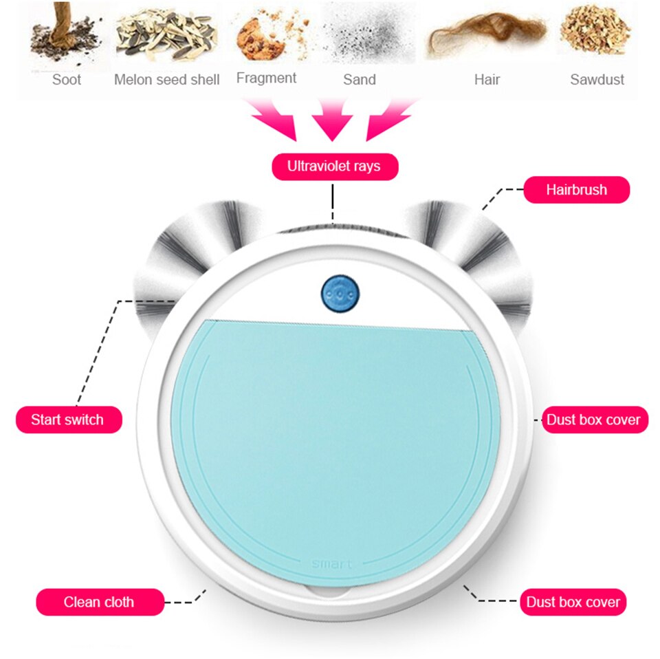 Rechargeable Smart Vacuum Cleaners Robot 4 in 1 3200pa USB Auto Smart Sweeping Dry Wet Mop UV Sterilizer Strong Suction Sweeper