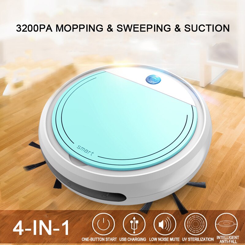 Rechargeable Smart Vacuum Cleaners Robot 4 in 1 3200pa USB Auto Smart Sweeping Dry Wet Mop UV Sterilizer Strong Suction Sweeper Default Title