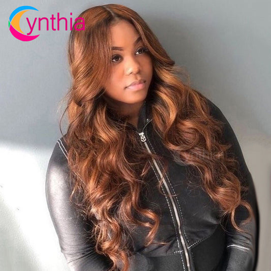 T-shaped head cover Tpart Ginger Brown 18# Body Wave wig real hair ladies wig dealsjust1.com