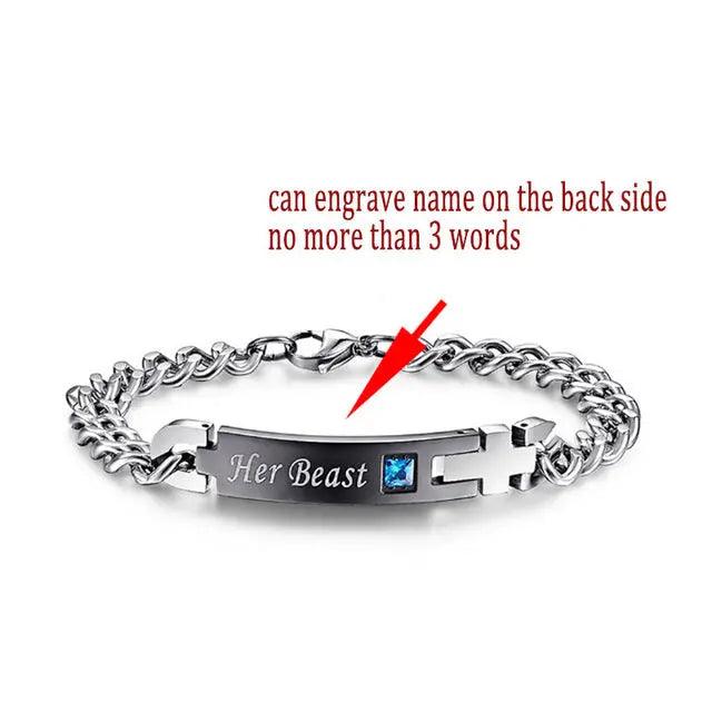 Unique Gift for Lover Couple Bracelets Stainless Steel Customized Named black bracelet
