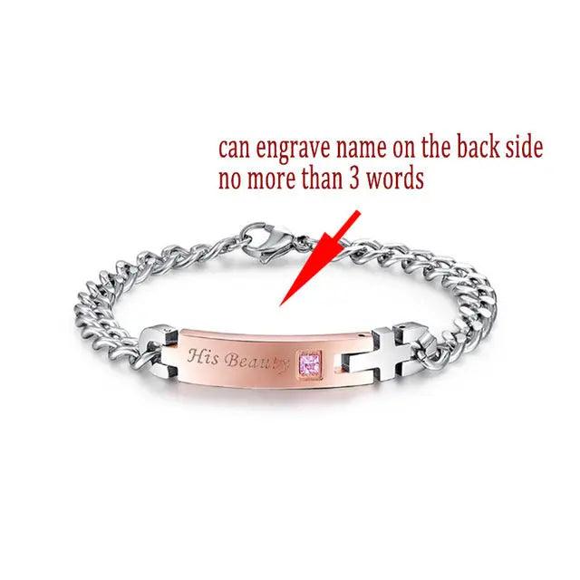 Unique Gift for Lover Couple Bracelets Stainless Steel Customized Named gold bracelet