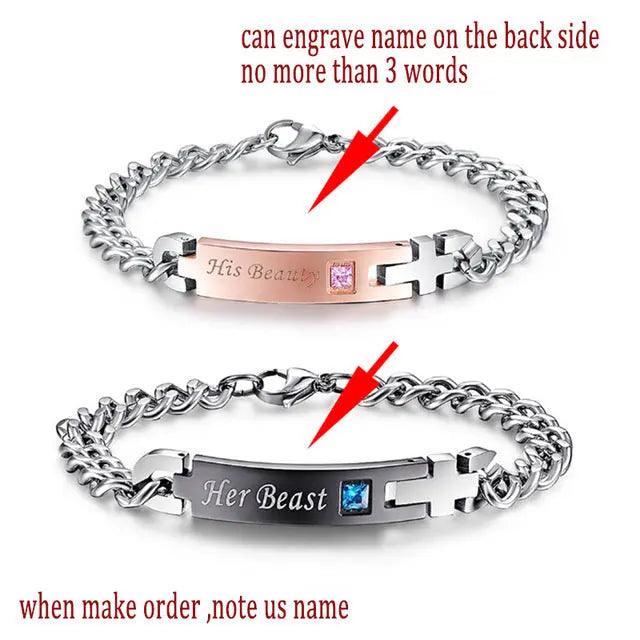 Unique Gift for Lover Couple Bracelets Stainless Steel Customized Named lovers