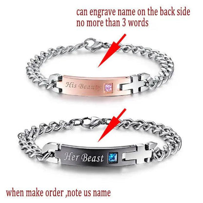 Unique Gift for Lover Couple Bracelets Stainless Steel Customized Named lovers