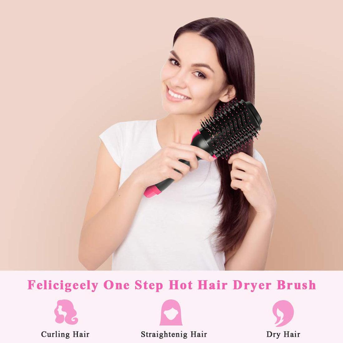 2 in 1 Multifunctional Hair Dryer & Volumizer Hair Brush Roller Rotate Comb Styling Straightening Curling Iron