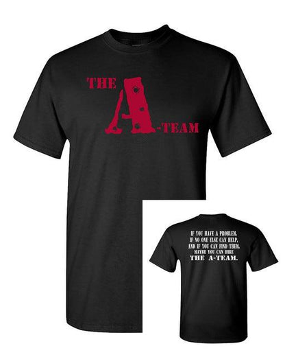 Short Sleeve Round neck Top Tee The A-Team Classic 80's Front & Back Men's T-Shirt - SHIPS FROM OHIO USA T shirt Black