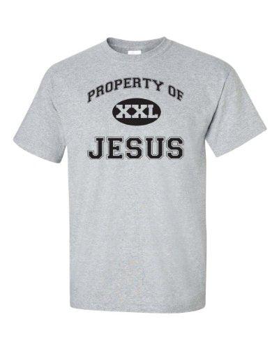 Short Sleeve Round neck Top Tee Property of Jesus Christian Black Print Men's T-Shirt SHIPS FROM OHIO USA T shirt Gray