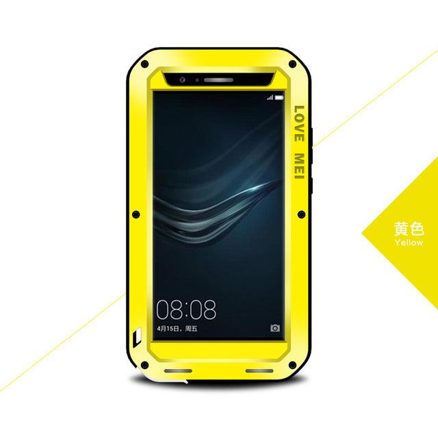 Phone Cases for Huawei P9+ w/Tempered Gorilla Glass Yellow