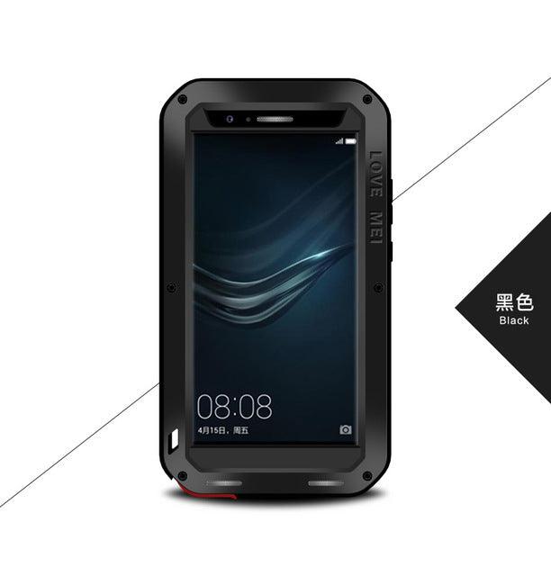 Phone Cases for Huawei P9+ w/Tempered Gorilla Glass Black