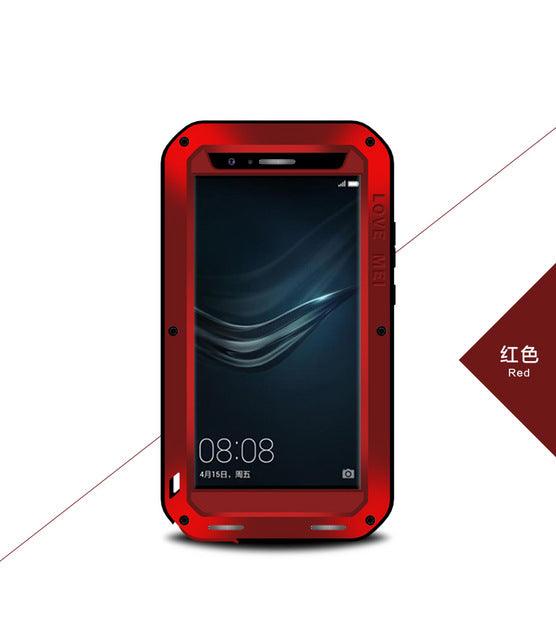 Phone Cases for Huawei P9+ w/Tempered Gorilla Glass Red