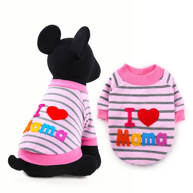 Petcircle Fashion I love papa and mama winter Pet Dog Clothes Clothing For Pet Small Large Dog Coats Jackets for chihuahua I love mama shirts