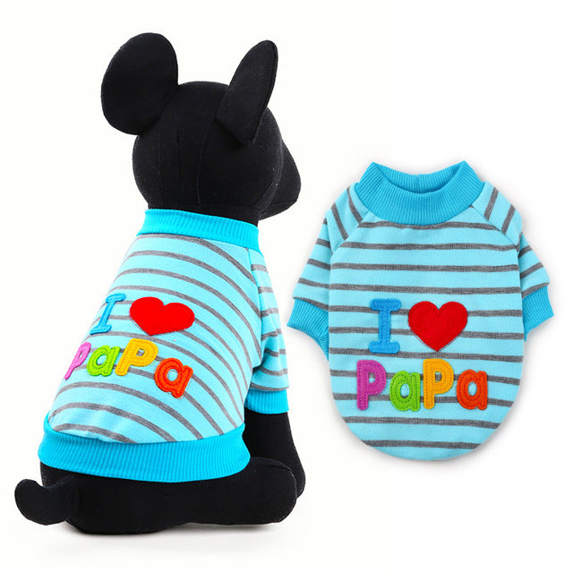 Petcircle Fashion I love papa and mama winter Pet Dog Clothes Clothing For Pet Small Large Dog Coats Jackets for chihuahua I love papa shirts