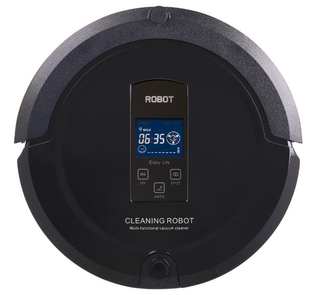 Robot Vacume cleaner (Sweep,Vacuum,Mop,Sterilize)LCD Touch Screen,Schedule,Auto Charge(Ship from China,USA or RU) Black