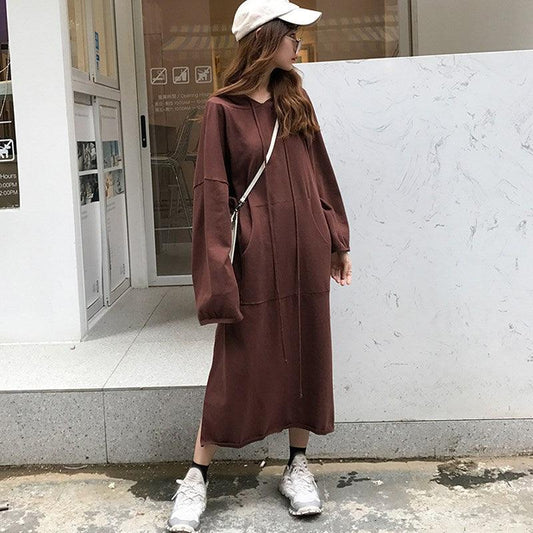 Oversized Casual Ladies Hooded Dress