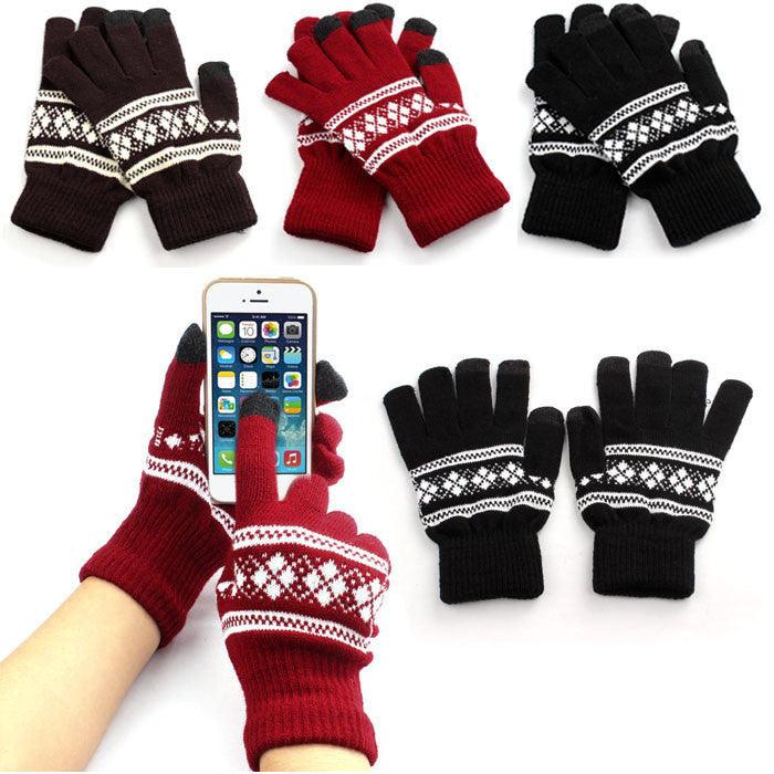 New Jacquard Unisex Touch Screen Soft Gloves Mitten Warm Winter Knit 2017 winter girl boy fashion Chrismas Gloves ship from USA