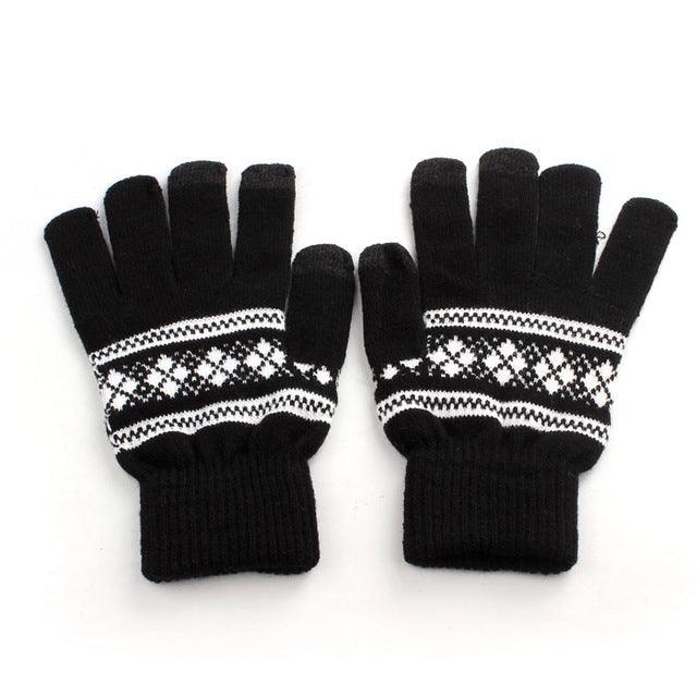 New Jacquard Unisex Touch Screen Soft Gloves Mitten Warm Winter Knit 2017 winter girl boy fashion Chrismas Gloves ship from USA Black