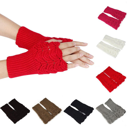 Women's Warm Winter Brief Paragraph Knitting Half Fingerless Gloves