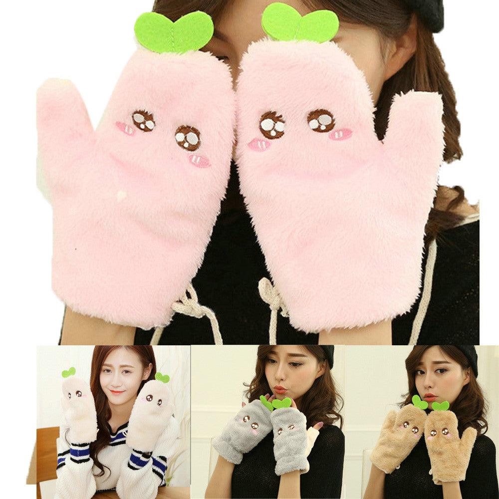 Women Winter Warmer Gloves Plush Mittens